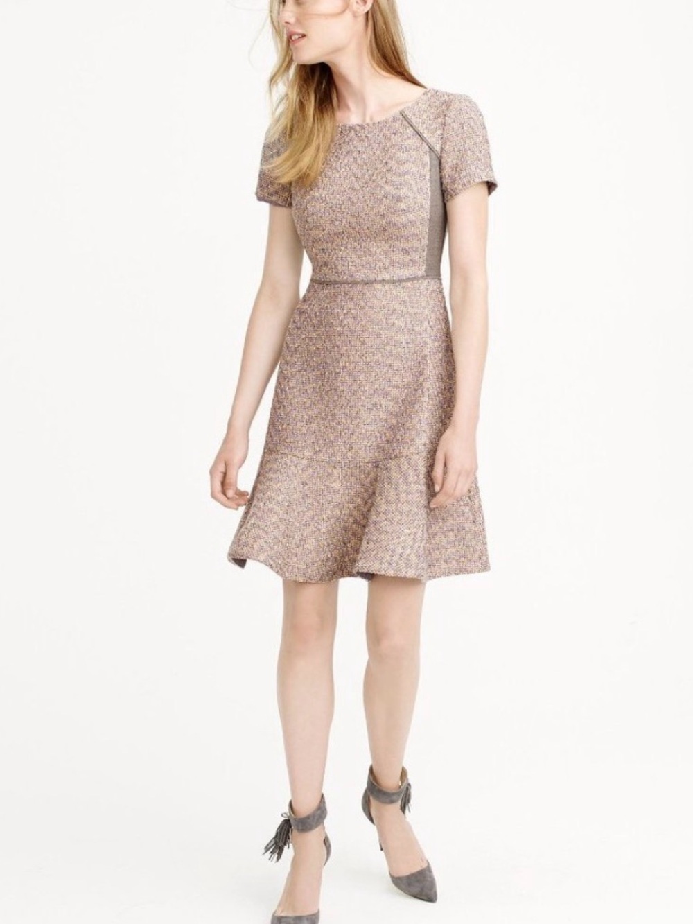J.Crew Metallic Mixed Tweed Fit & Flare Dress Sz 6 A-line, fit-and-flare Office
